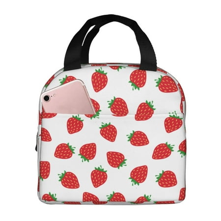 Insulated Lunch Bag for Women Men - Red strawberry cartoon Leakproof Cooler Lunch Box for Women Men  Lunch Tote Bags for Work School Picnic Travel