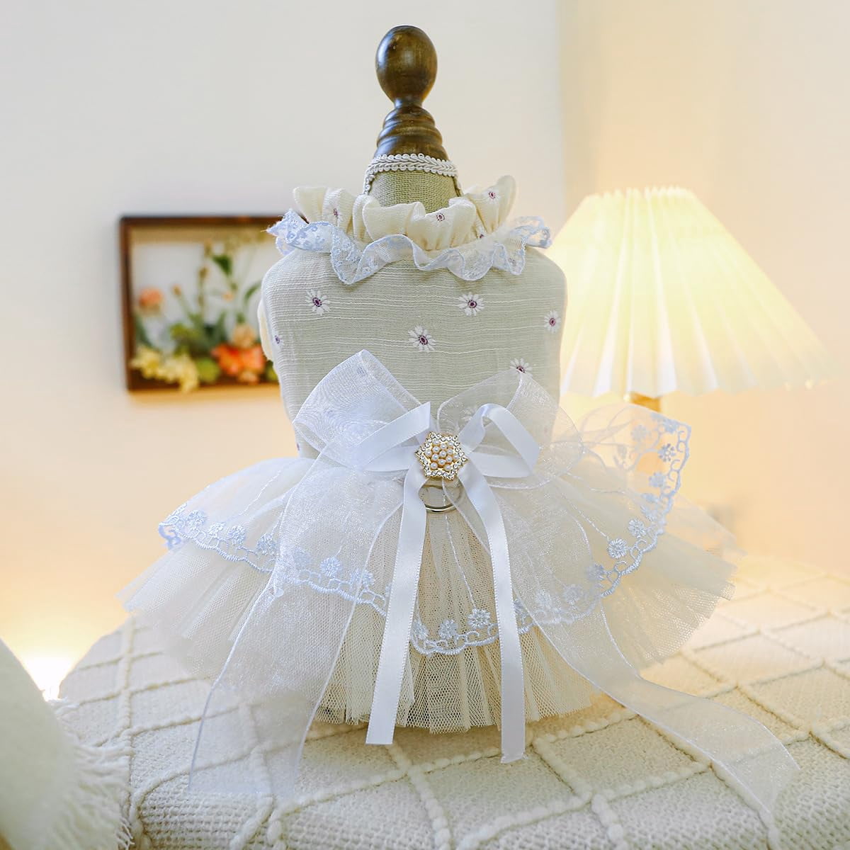 dog first birthday dress Small Dress, Girl Puppy Lace Princess Skirt Tutu with Bowknot,Chihuahua Yorkie Clothes Outfit for Wedding Party Beige Daisy S Material:Rayon collection_maxi-dresses Maggie Satin Midi Dress Puppy birthday
