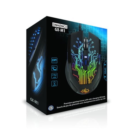 UPC: 0637836519750 | ENHANCE GX-M1 Gaming USB Optical Mouse – Black