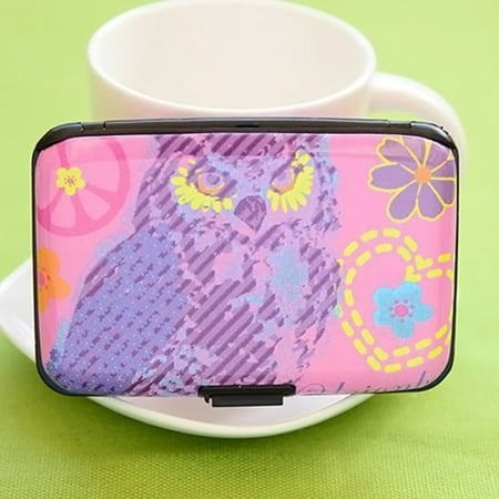 Cute Owl Printed Wallet Case Credit Card Holder 7 Cards Slots Theft Proof with Extra Security Layers