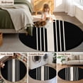 thumbnail image 5 of Round Rugs 3Ft, Black Beige Striped Round Area Rug Washable Indoor Throw Carpet, Modern Farmhouse Retro Lines Small Non Slip Circle Rug for Bedroom Living Room Home Decor Aesthetic, 5 of 8