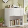 thumbnail image 5 of Brafabhome Fluted Nightstands with Drawers for Bedroom, Modern Curved Profile Bedside Table with Open Shelves, Accent End Table with Hidden Drawer for Living Room, Set of 2 | White, 5 of 8