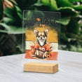thumbnail image 2 of Hello Fall Chihuahua Football Welcome Autumn with Leaves Pumpkins Acrylic Plaque Sign Ashwood Base Dog Lover Gifts Idea Home Desk Decor - 00012, 2 of 5