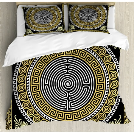 Greek Key Duvet Cover Set Classical Pattern With Intricate Design