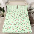 thumbnail image 2 of Homewish Fashion Green Flower Twin Sheet Sets, Romantic Rustic Floral Twin Fitted Sheet, Teens Kids Girls Women Flat Sheet, Lightweight Room Decor, 3 Pieces, 2 of 7