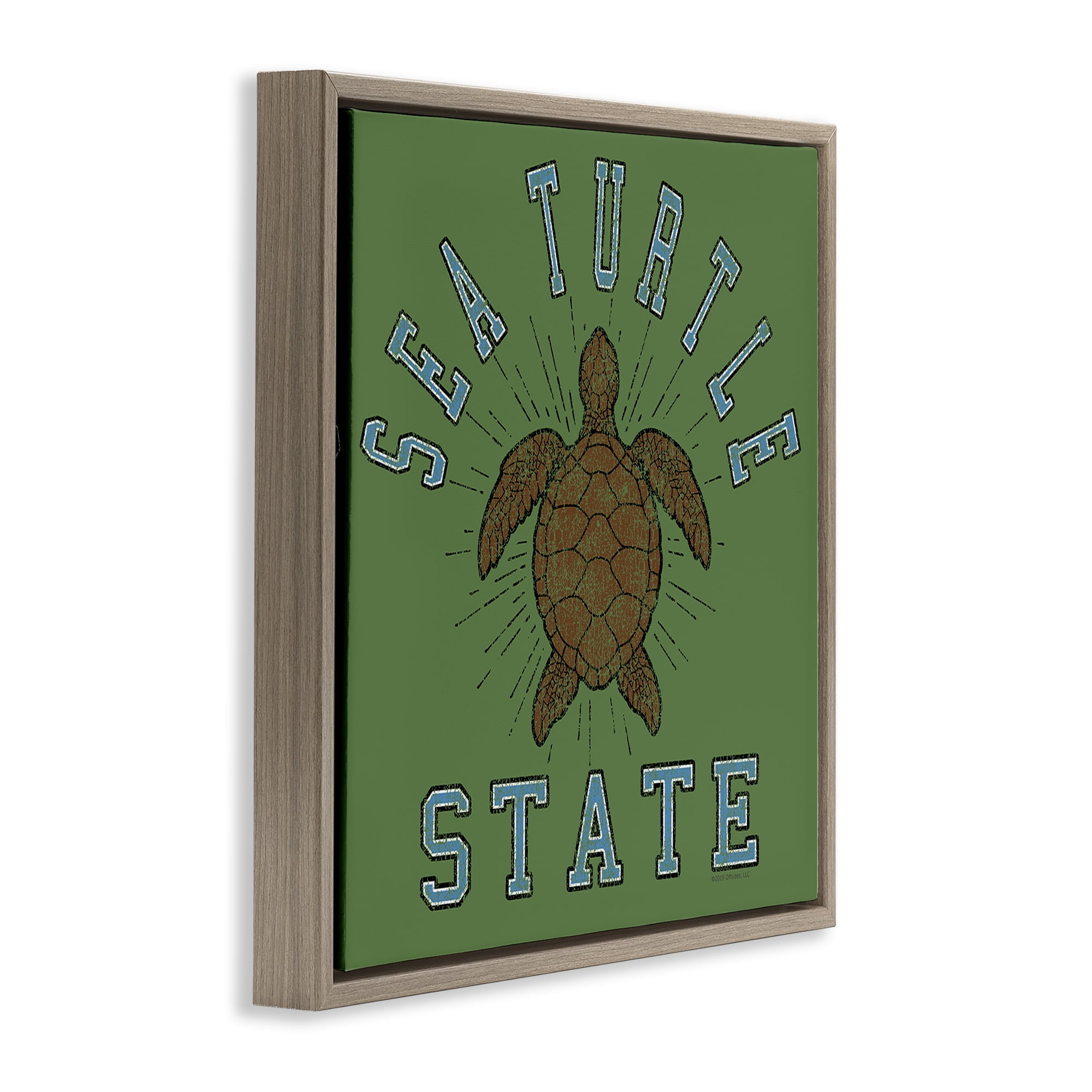 Stupell Industries Vintage Sea Turtle State Animals Painting Brown Floater Framed Canvas Art Print Wall Art, 25 x 25