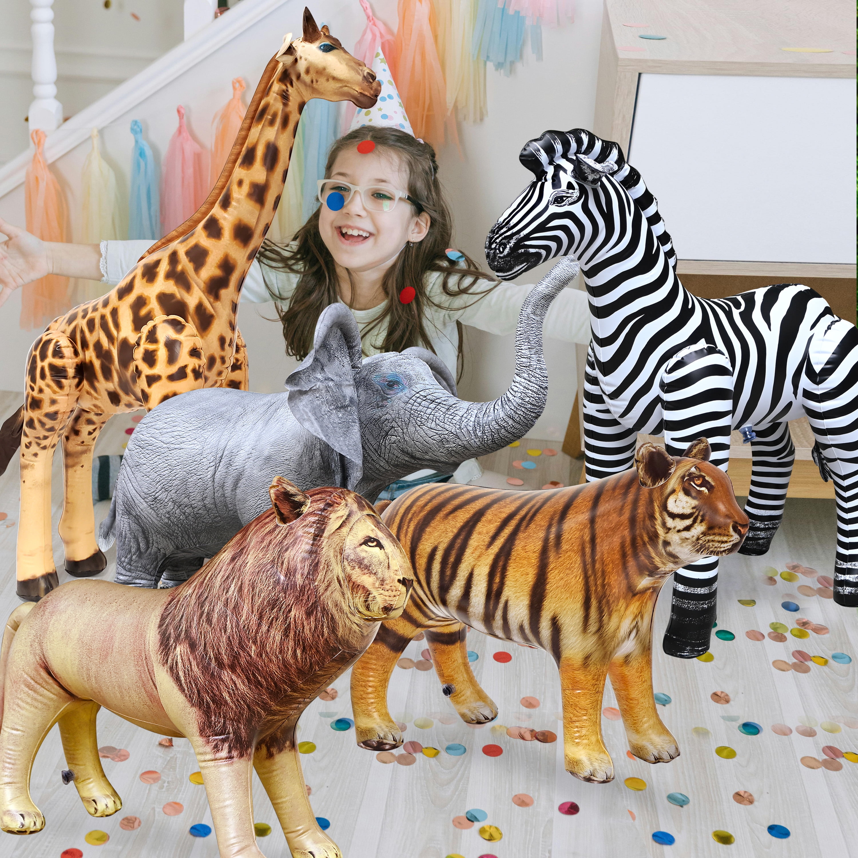 Jet Creations Safari Inflatable Plush Animal Pack (Giraffe