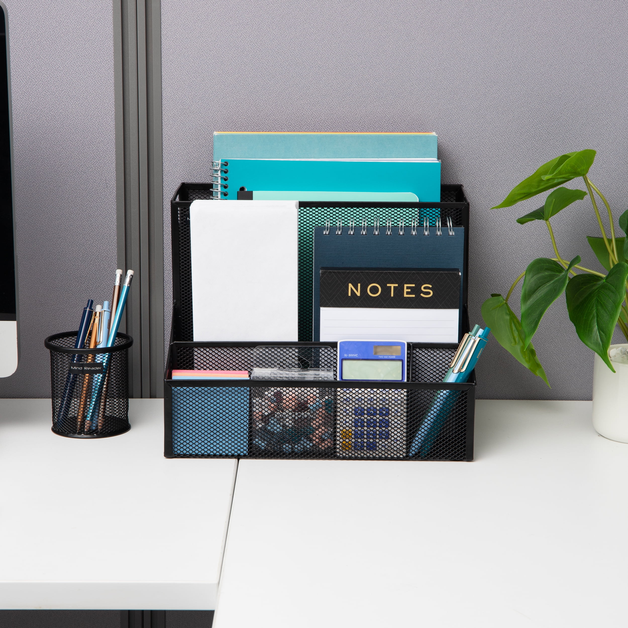 Mind Reader Desktop Organizer, Vertical File Storage, Letter Size, Office, Metal, Black