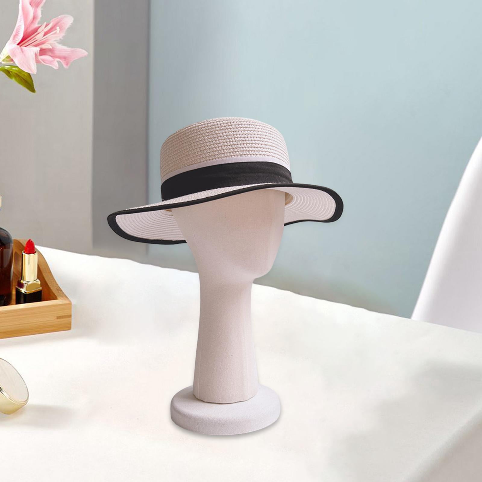 Women Mannequin Head Hat Display Stand Model Height 41cm Multifunctional Lightweight Long Neck for Store, Shopping Mall, Barbershop Use White