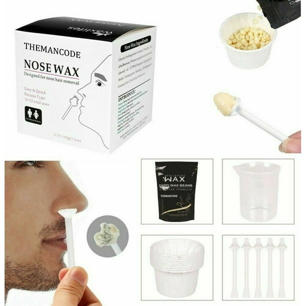 Themancode Nose Wax Kit, Nose Wax Hair Remover, Facial Lips Ears Nose Wax  Hair Removal with 100g Nose Wax Beans, 20 Nose Wax Applicator Sticks, 10  Paper Cups, Full Set Nose Hair
