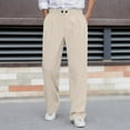 thumbnail image 2 of Men's Dress Pants Solid Color Casual Comfortable Flat Front Trousers Business White Pant, 2 of 5