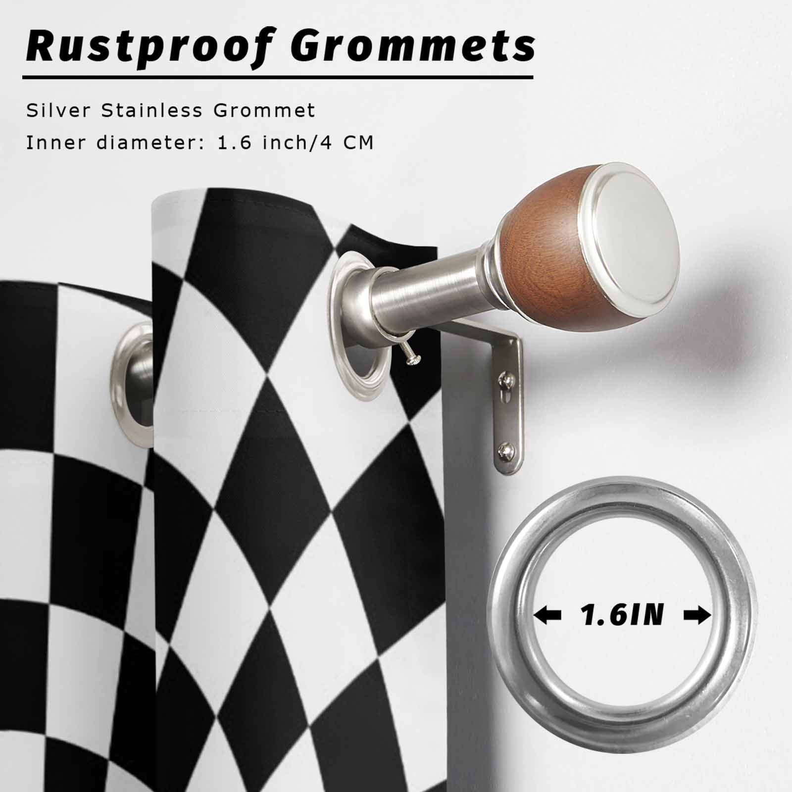 Black White Checker Outdoor Curtains for Patio, Modern Abstract Checkered Tunnel Mosaic Cubes Sunshade Privacy Drapes Grommet Waterproof Outside Curtains for Porch/Cabana/Balcony 54"x 108", 1 Panel