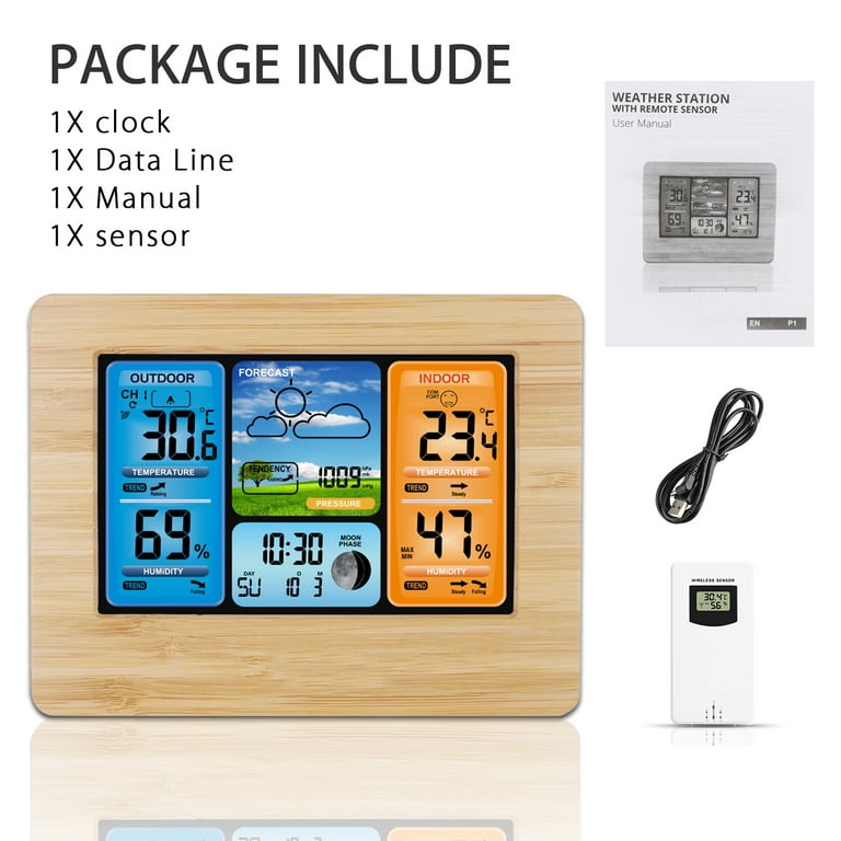 Wireless Color Weather Station Indoor Outdoor Thermometer, Color