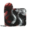 thumbnail image 2 of Honeii Cool Black And White Dragon patten Oven Mitts and Pot Holders Sets, Baker Oven Mitts, Mittens for Kitchen Decor, Baking Lover over Gloves Gifts, 2 of 7