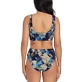 thumbnail image 3 of Wukai Abstract Blue Squares Women's Bikini Set Two Piece,wimsuit High Waisted V Neck Twist Front Adjustable Spaghetti Straps Bathing Suit-, 3 of 7