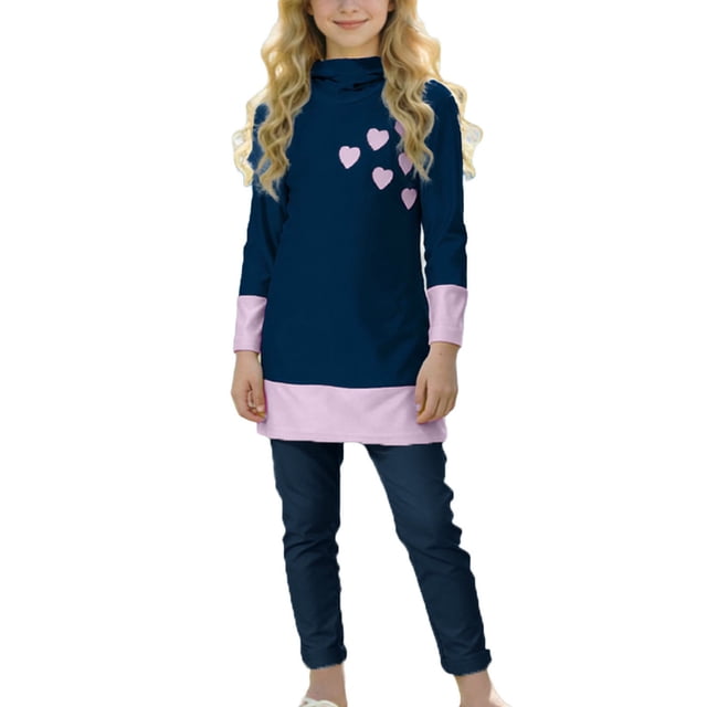 RXMEKW Hawaiian Print Long Sleeve Swimsuit Set For Kids Rash Guard Top And Swim Pants Two Piece