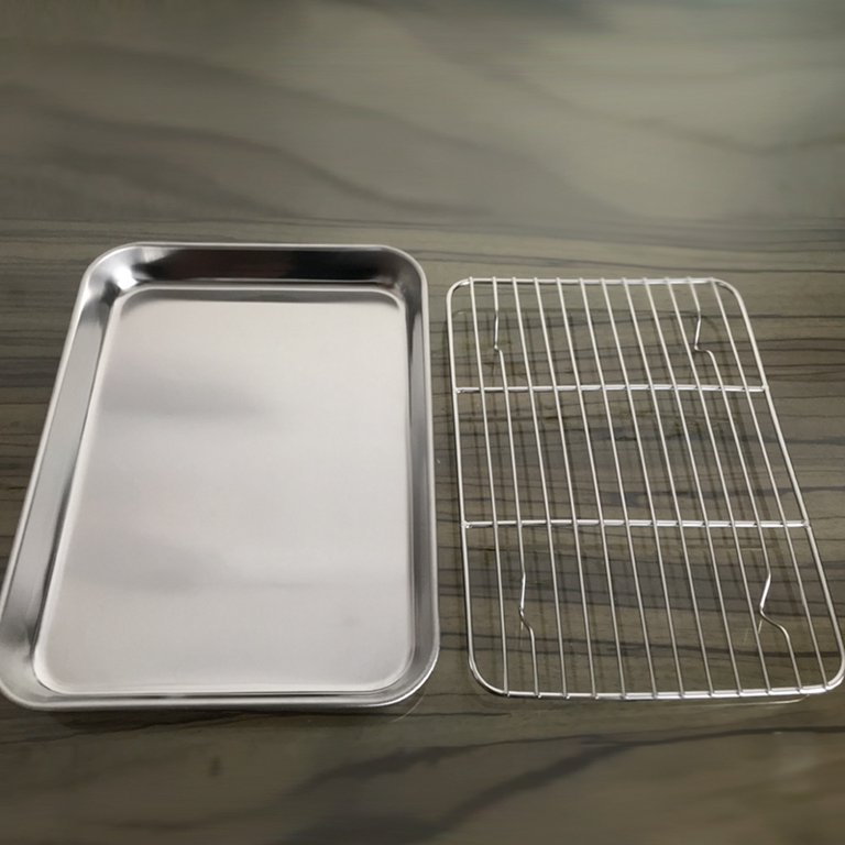 Baking Tray With Removable Cooling Rack Set Baking Pan Sheet Used For Oven  Non Sticky Baking Tray Bread Barbecue Mesh Rack Oil F - AliExpress