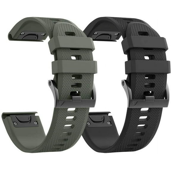 Tianle 2 Pack Compatible with Garmin Fenix 5X Watch Bands 26mm Silicon Watch Strap for Garmin Fenix 5X/Fenix 5X Plus/Fenix 3/Fenix 3 HR for Men Women (Black/Army Green)