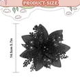 thumbnail image 3 of 12 Pack Black Glitter Poinsettia Christmas Flowers, 5.7 Inch Artificial Holiday Floral Accents for Tree, Wreath, Garland, Mantel & Gothic Home Decor, 3 of 5
