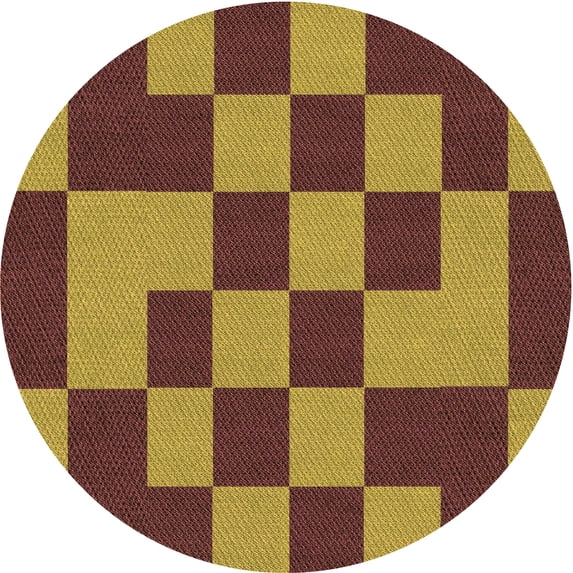 Ahgly Company Machine Washable Indoor Round Transitional Saffron Red Area Rugs, 4' Round