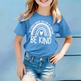 thumbnail image 2 of Kids Shirts Girls Letter Print Short Sleeve T Shirts Round Neck Fashion Vacation Tops T-Shirts Toddler To Big Kid Blue,10-11 Years, 2 of 4