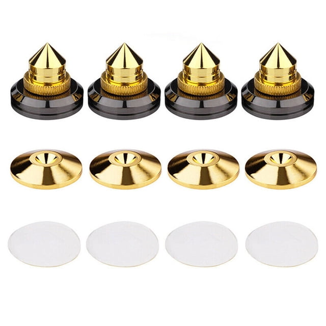 Clavos De Altavoz Chapados En Oro Soportes De Altavoz Cd Audio Subwoofer Amplificador Giradiscos Pies De Base De Cono Alfombrillas A Prueba De Golpes Con Adhesivo De Doble Cara 4Pcs Yuarrent HA029994-00