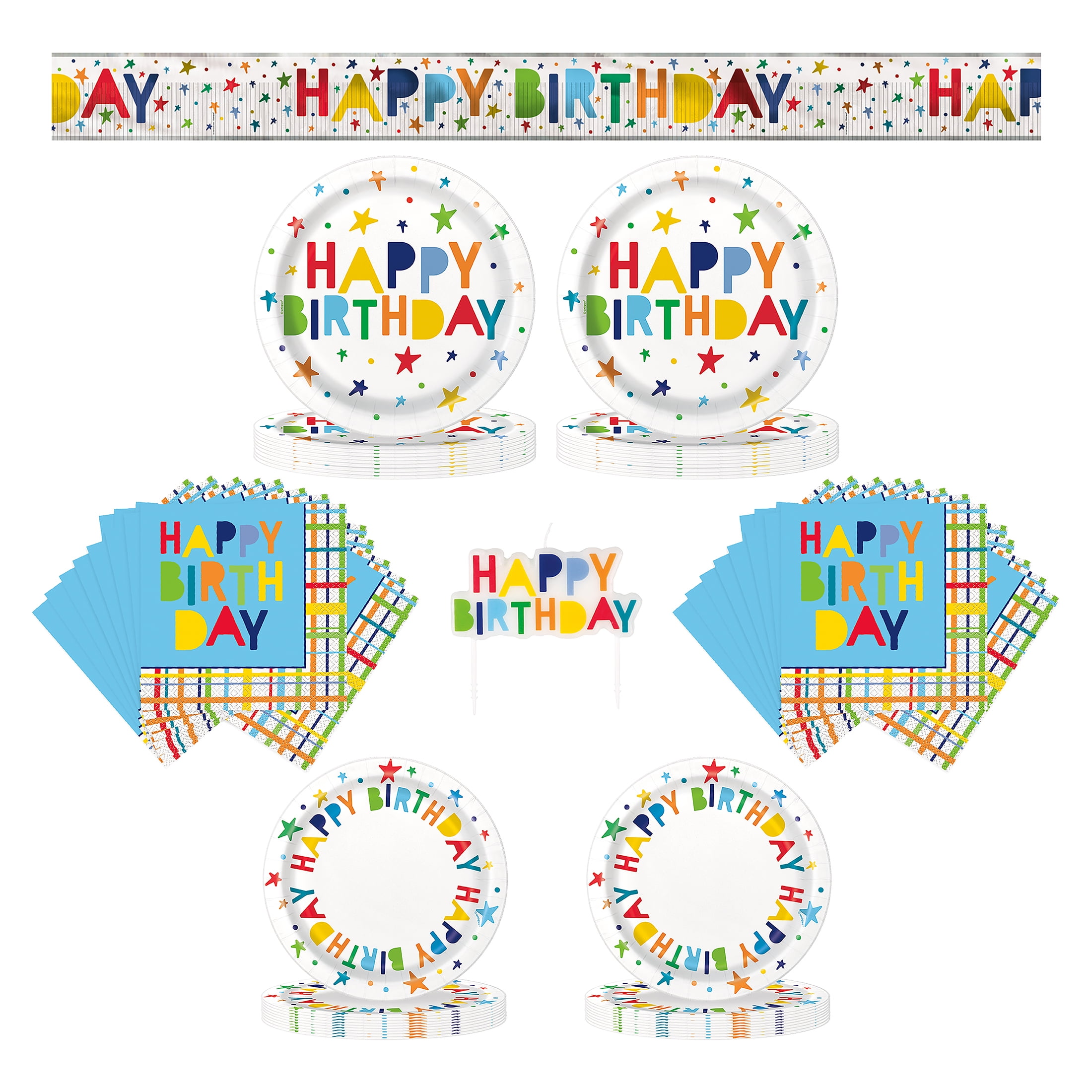 Way to Celebrate Multicolor Bright Stars Happy Birthday Party