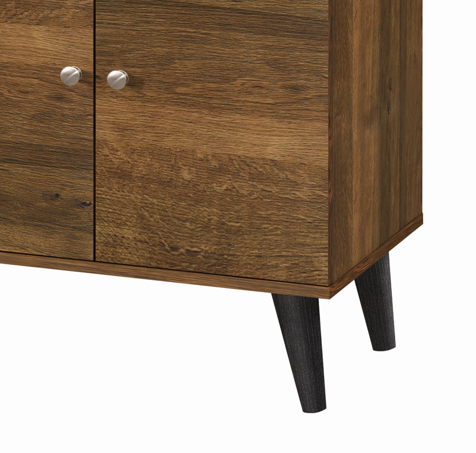 Mintazer 47.3" Mid-Century Modern TV Stand with Open Storage, Media Entertainment Centre with Cable Hole & 2 Door Cabinet, Brown