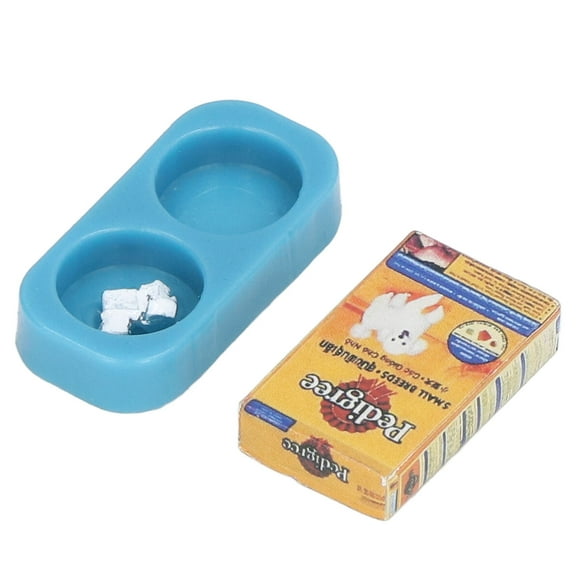 Mini Pet Food Model, Simulation Design Excellent Workmanship 1:12 Plastic Material Miniature Pet Food Vivid Delicate for Dollhouse Decorations Dog Food