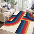 thumbnail image 2 of Hasoo 5' x 7' Area Rug for Living Room Vintage Rug Non Slip Throw Rugs Simple Abstract Geometric Indoor Carpet, Blue Red, 2 of 6