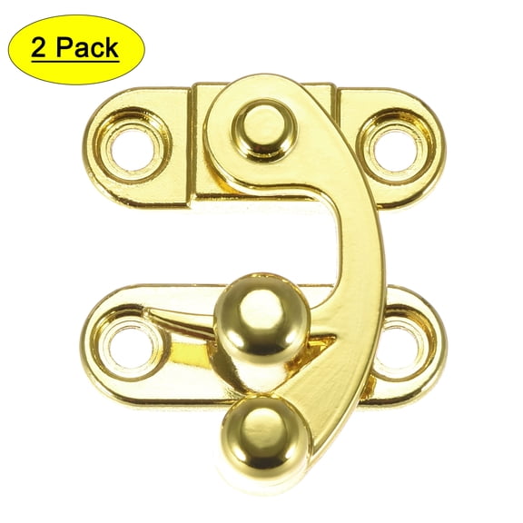 Unique Bargains Vintage Lock Clasp Right Latch Hook Hasp 33mmx28mm Swing Arm Latch Gold Tone 2Pcs