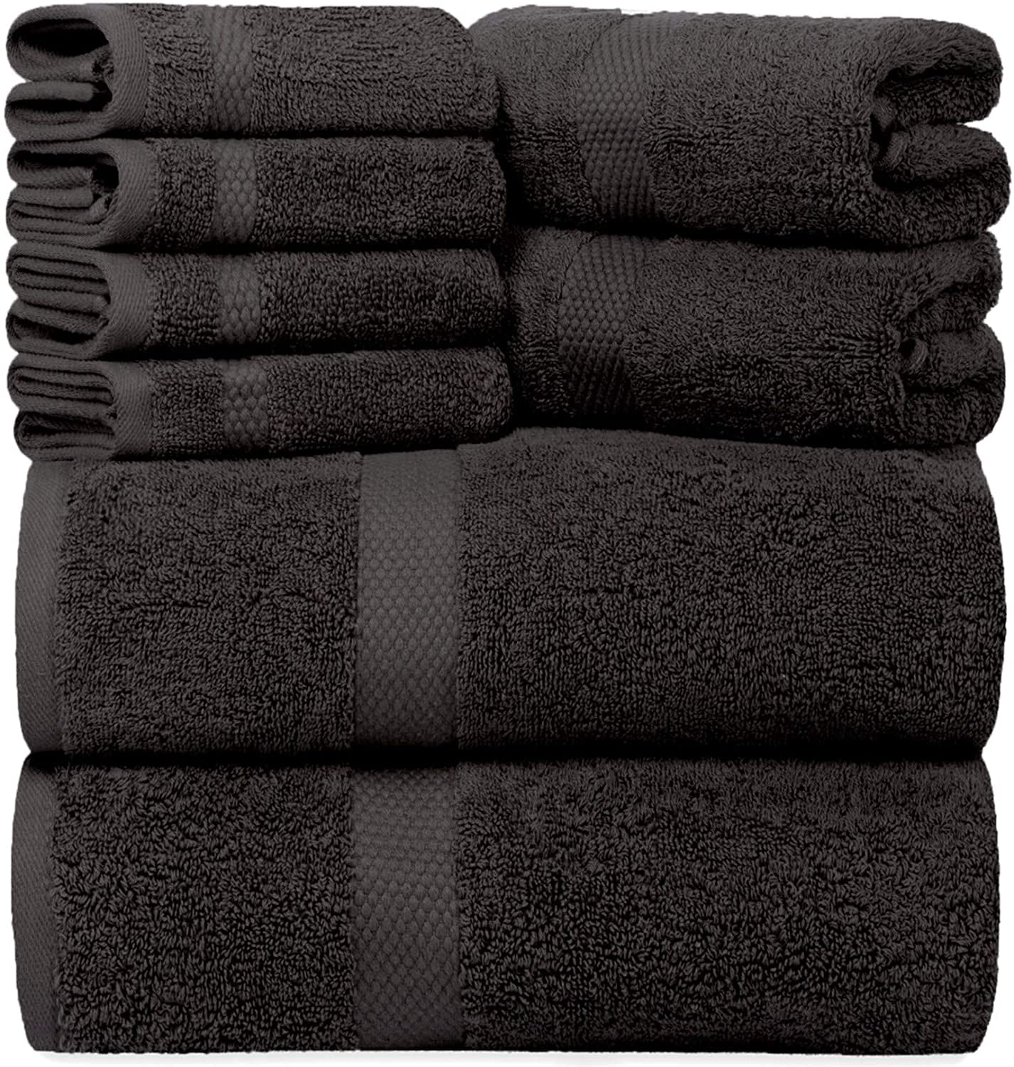 White Classic Luxury Black Bath Towel Set Hotel Soft Cotton 2/Bath 2