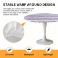 thumbnail image 2 of Elastic Fitted Round Tablecloth, Purple Striped Waterproof Stretch Table Cover for 45"-54" Tables, Farmhouse Vintage Stripes Washable Outdoor Tablecloths for Patio, Picnic, Camping, 2 of 9