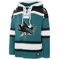 thumbnail image 2 of Men's '47 Macklin Celebrini Teal San Jose Sharks Player Name & Number Lacer Hoodie, 2 of 3