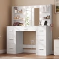 thumbnail image 4 of Lacoo Vanity Desk with Mirror and LED Lights, Makeup Vanity with 7 Drawers & 4 Shelves, Vanity Table with Power Outlet for Bedroom Dressing Room, White, 4 of 8