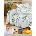 thumbnail image 4 of Purple Lavender Sofa Couch Covers for 3 Cushion Couch,Washable L Shape Sectional Sofa Covers for Loverseat/Pets,Green Leaves Spring Summer Botanical White Slipcover Throw Blanket Futon Cover 71x134, 4 of 8