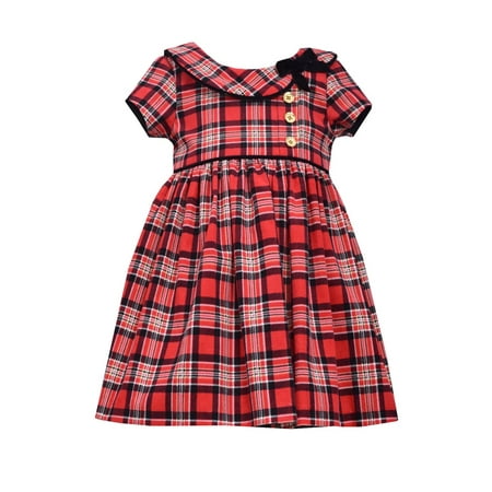 Bonnie Jean Plaid Dress - Bonnie Jean Baby Girls Short Sleeve Plaid Collar Dress 12 months