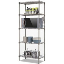 5-Tier Changeable Assembly Carbon Steel Standing Shelf Units,Wire Shelving Unit for Pantry,Home,Kitchen,Garage,Size 22" x 12" x60"(Silver)