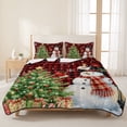 thumbnail image 3 of Quilts King Size Bedding Set, Christmas Snowman Lightweight Quilted Comforter, Cardinal Bird Snowflake Red Black Plaid Soft Reversible Bedspread Coverlet with Pillow Covers for All Season, 96" x 106", 3 of 9