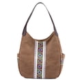 thumbnail image 1 of Bolso de lona vintage, bolso de mujer multicapa de gran capacidad marrón, 1 of 5