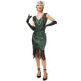 thumbnail image 2 of IBTOM CASTLE Women’s 1920s Vintage Flapper Dress Gatsby Sequins Fringe Tassels Dresses Wedding Party Cocktail Evening Gown XS Green, 2 of 8