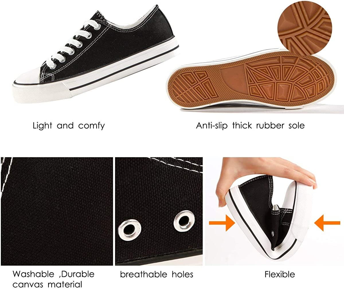Women's Canvas Low Top Sneaker Lace-up Classic Casual Shoes