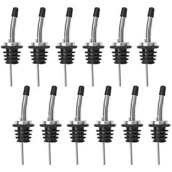 12 pack Stainless Steel Spout Pourer with stopper for Liquor, Wine bottles and other liquid