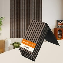 Upick Foldable Acoustic Wall Panels, 4 Pack 48" x 12.6" MDF Slat Wood Panels for Wall, Sound Absorbing Wall Panels for Interior Wall Decor, Walnut