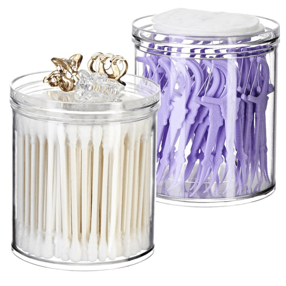 Holder Stackable Plastic Apothecary Jars with Storage Lids Clear Bathroom Accessories for Storage and Organization Bathroom Counter Organizer