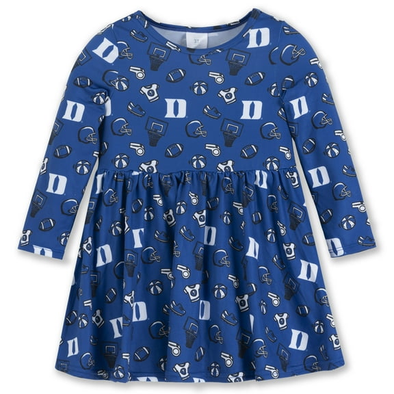Girls Toddler ZooZatz Royal Duke Blue Devils All-Over Print Football Dress