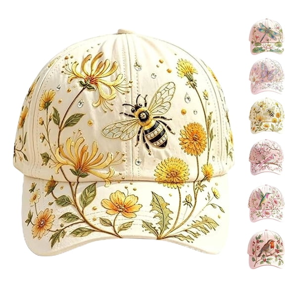 2026 New Garden Morning Baseball Cap, Adjustable Cotton Hummingbird Flowers Hat for Women Outdoor Wear