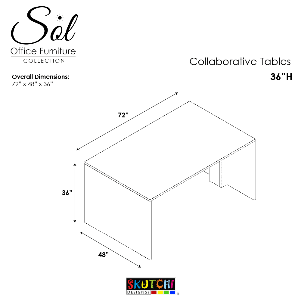Counter Height Collaboration Table | 4 Person Face-to-Face Desk | 48 x 72 Inch Commercial Office Desk with Double Power & Data Modules - Lakeland Salt And Black