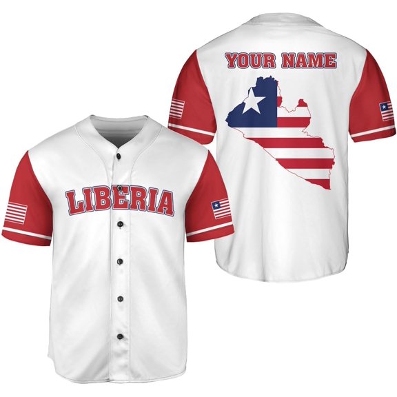 Personalized Liberia Baseball Jersey, Liberian Proud Flag Shirt Liberia Coat of Arms Liberian Gift for Men Women (S)
