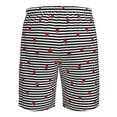 thumbnail image 6 of Kdxio Ladybugs on Black and White Striped Pattern Mens Casual Shorts - Drawstring Summer Beach Sports Shorts for Men, 6 of 9